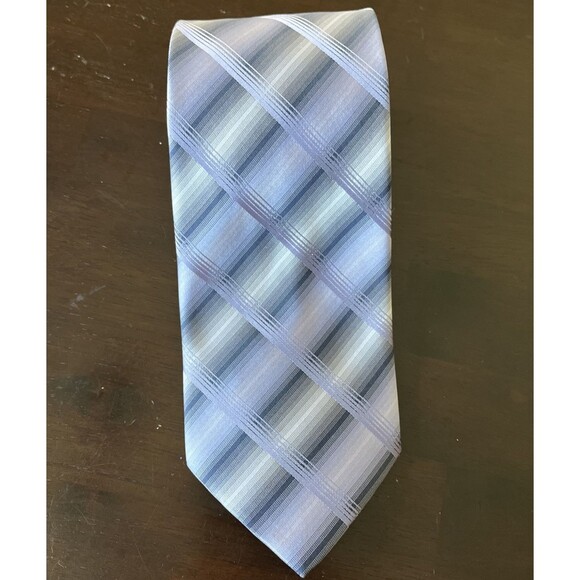 Joseph & Feiss International Mens 100% Silk Tie Silver Grey Lavendar Diagonal - Picture 1 of 5